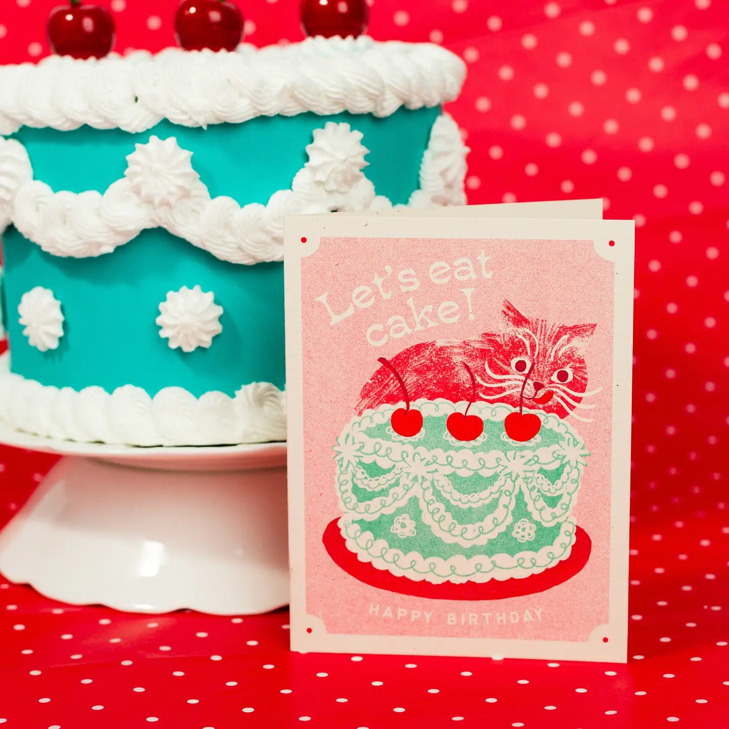 Bromstad Printing Co. - Risograph Verjaardagskaart 'Let's eat cake!'