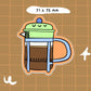 Sticker French Press Koffie - Bloemkolie