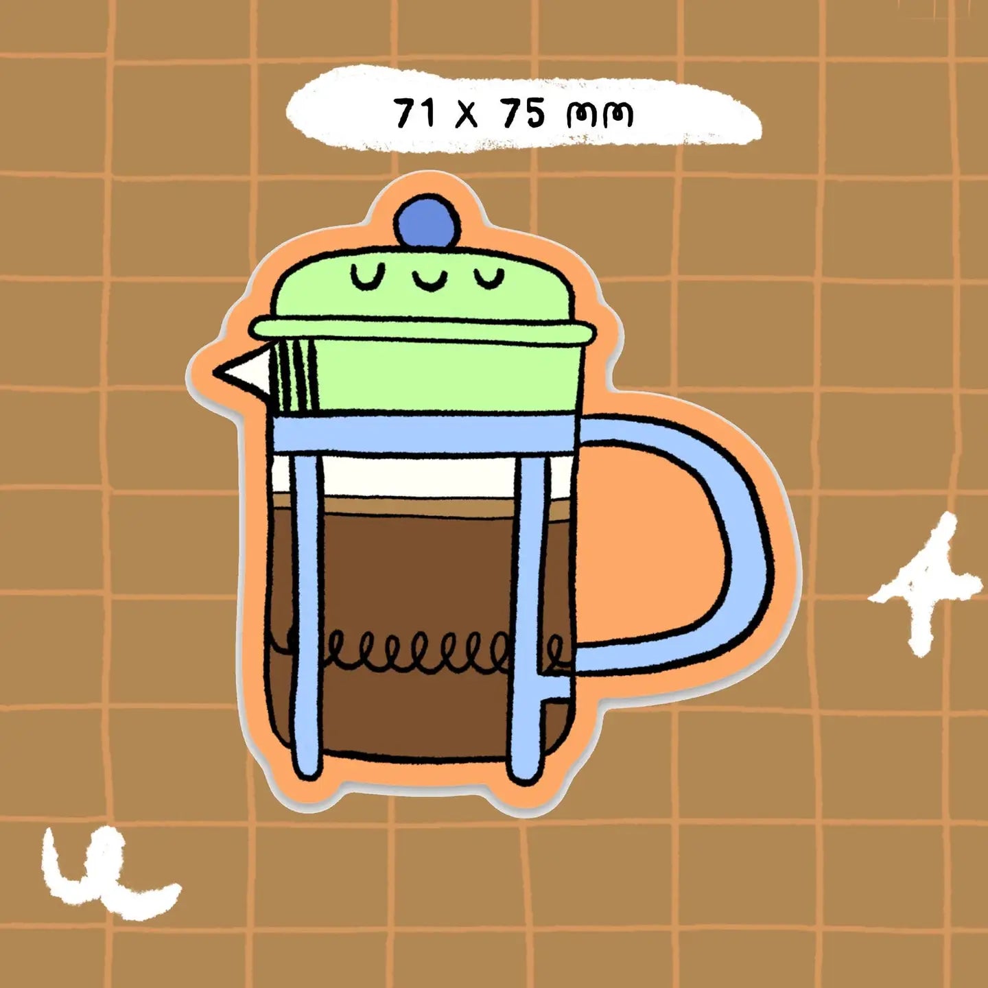 Sticker French Press Koffie - Bloemkolie