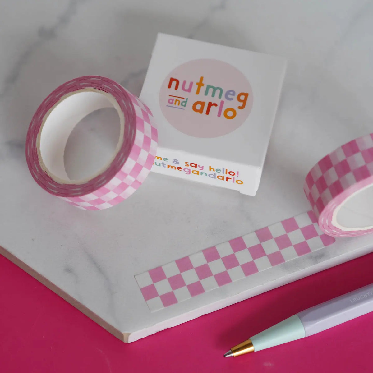 Washi Tape Lichtroze Ruiten - Nutmeg and Arlo