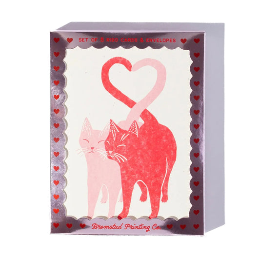 Wenskaart Set Liefdevolle katten Roze - Bromstad Printing Co.