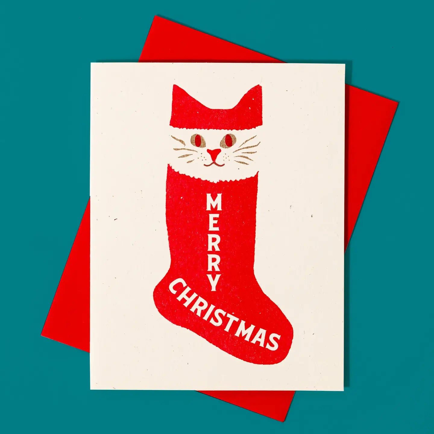 Bromstad Printing Co. - Risograph Kerstkaart 'Merry Christmas Stocking'