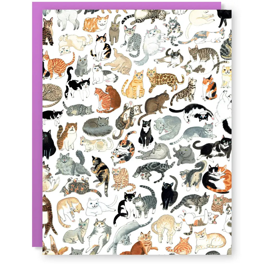 Wenskaart Cat Clutter - Party Mouse Studio