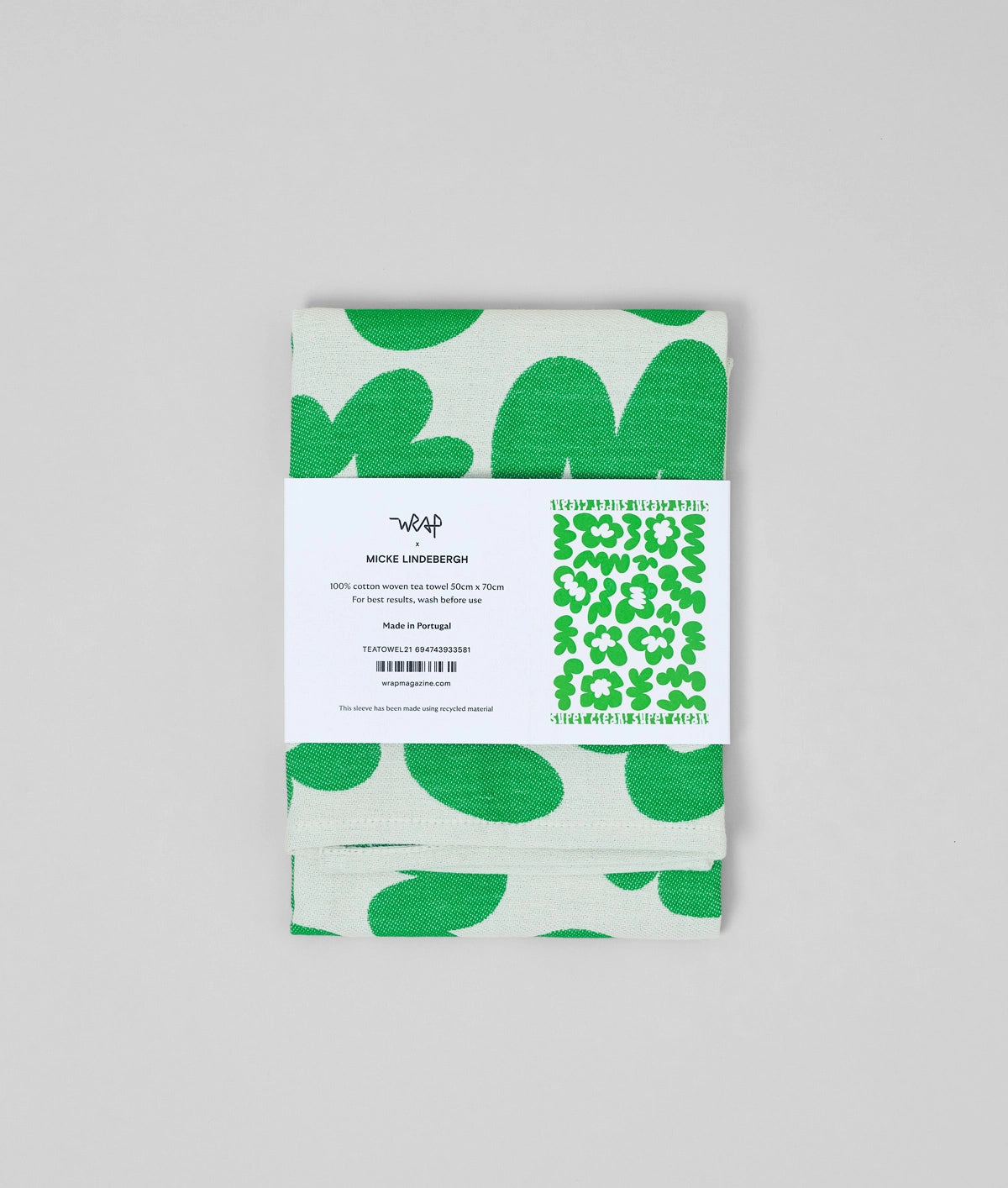 Theedoek Super Clean Groene Bloemen - Wrap