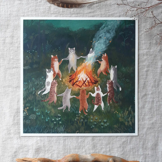 Cécile Berrubé Print - Dansende katten 20x20cm