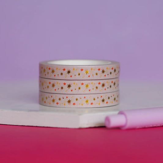 Smalle Washi Tape Goud en Sterren - Nutmeg and Arlo