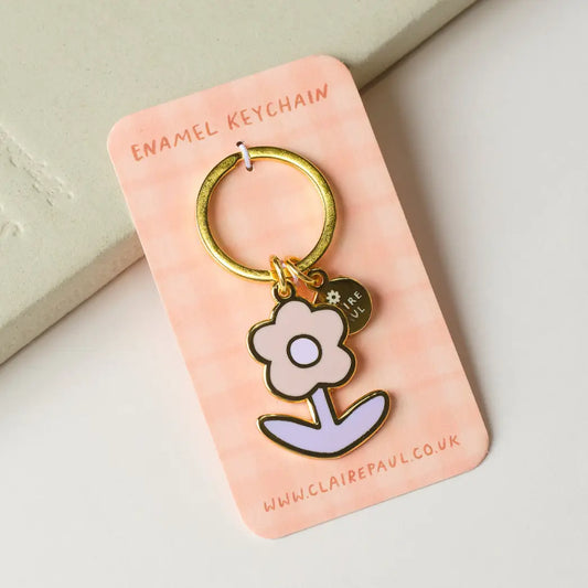 Sleutelhanger bagcharm emaille Paarse Bloem - Claire Paul