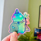 Bloemkolie Holographic Sticker - Kikker tovenaar