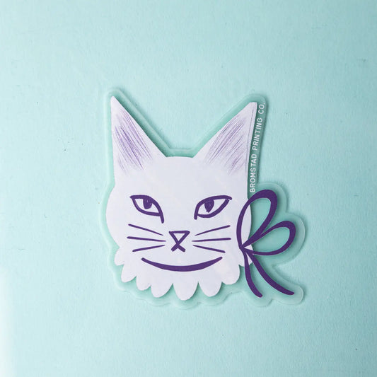 Bromstad Printing Co. 'Cat with ribbon' - Clear Sticker