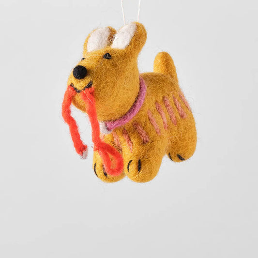 Wrap Vilten Hond Kersthanger - 'Ginger Dog'