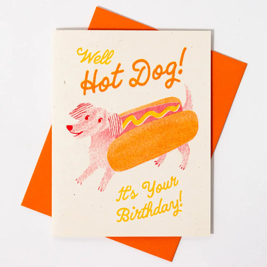 Bromstad Printing Co. - Risograph Verjaardagskaart 'Hot Dog' A2