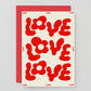 Wrap - Greeting card 'Love love love' in relief 