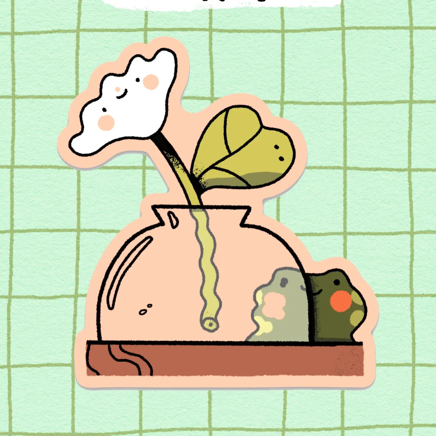 Bloemkolie Vinyl Sticker - Shy Frog