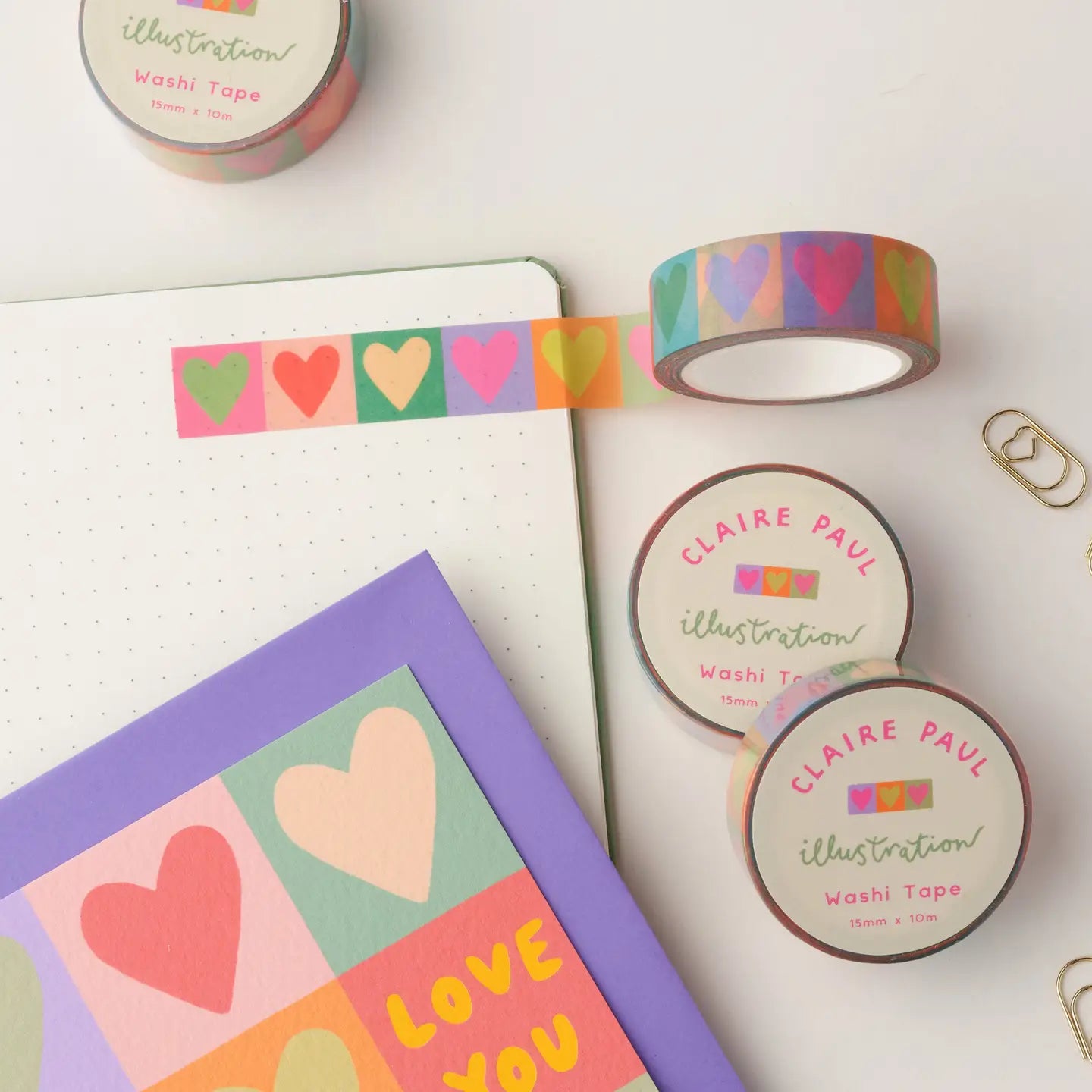 Claire Paul - Washi Tape 'Rainbow Love Hearts'