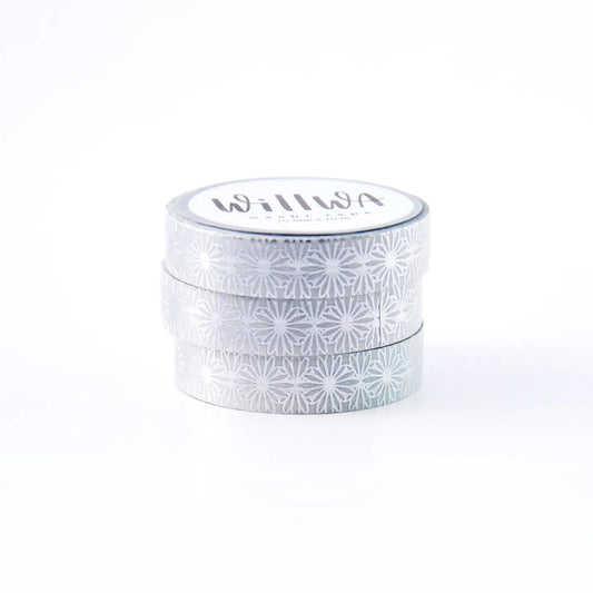 Willwa Washi tape - Silver Flora