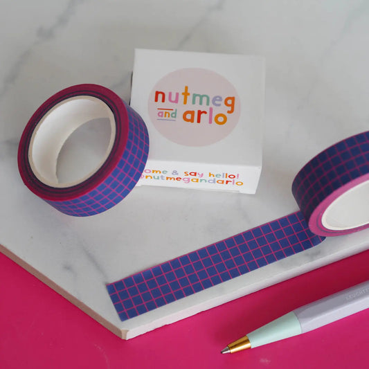 Washi Tape Blauw Raster - Nutmeg and Arlo