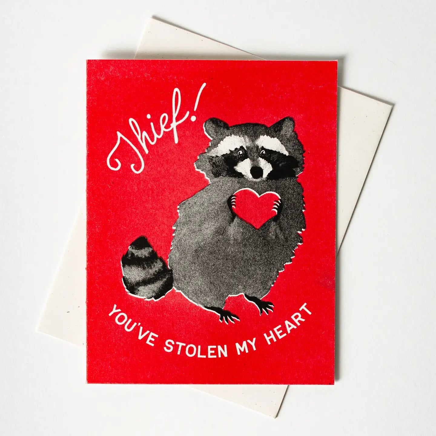 Bromstad Printing Co. - Risograph Valentijnskaart 'Thief! Raccoon'