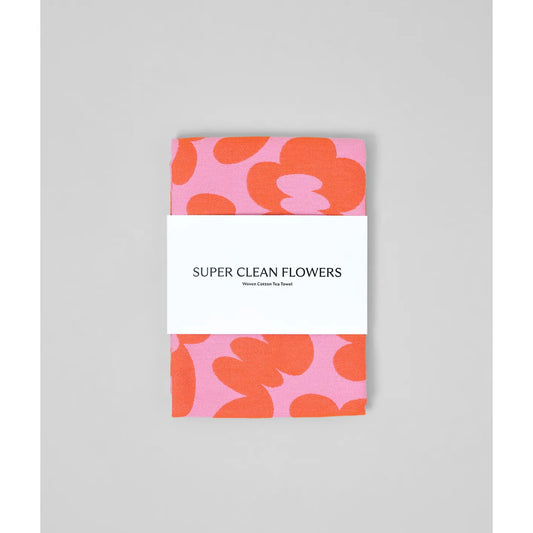 Theedoek Super Clean Roze Bloemen - Wrap