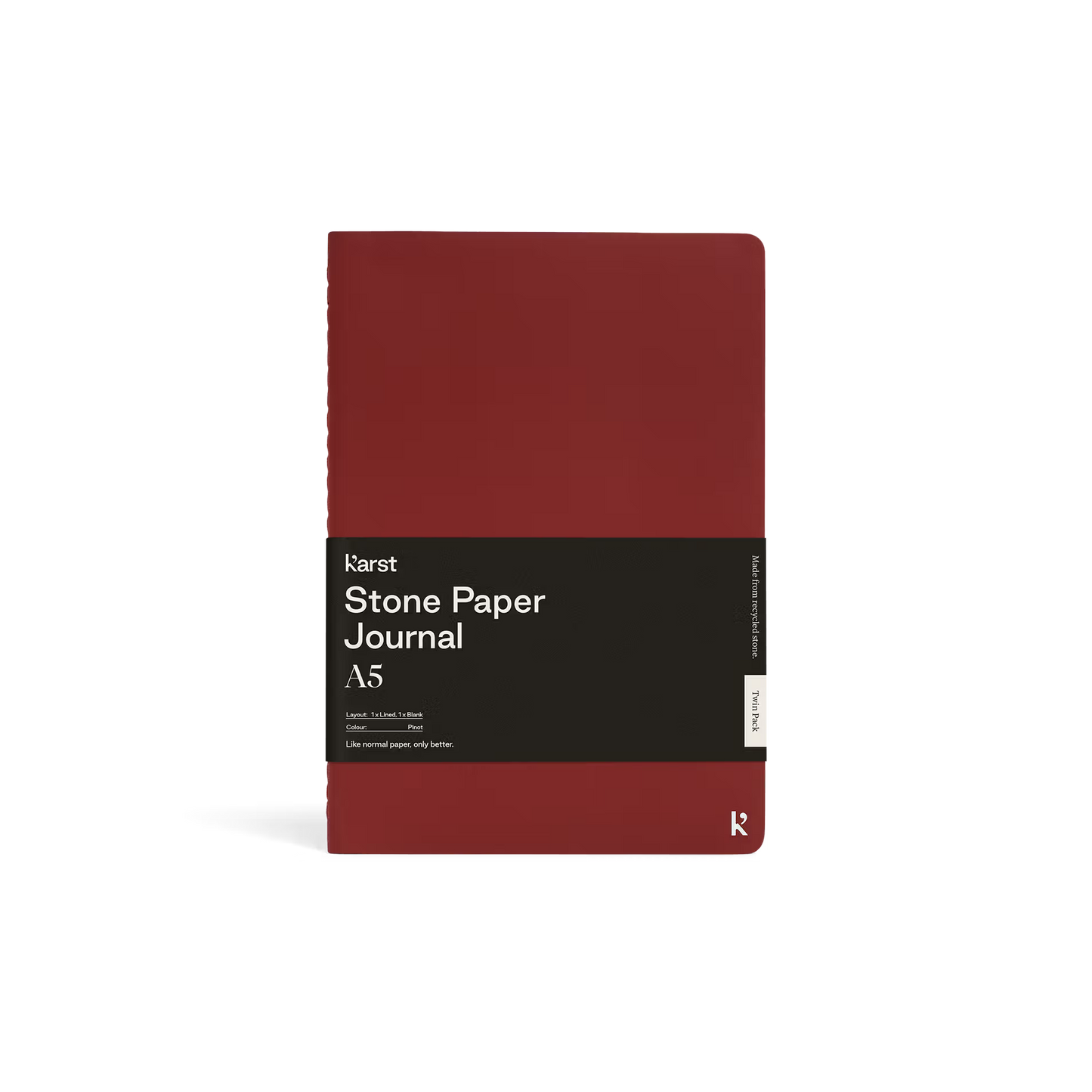 Karst Stone Paper Journal A5 Twin Pack - Pinot (Blank/Lined)