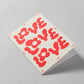 Wrap - Greeting card 'Love love love' in relief 