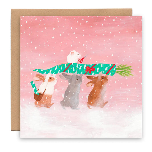Carrot and rabbits - Christmas card