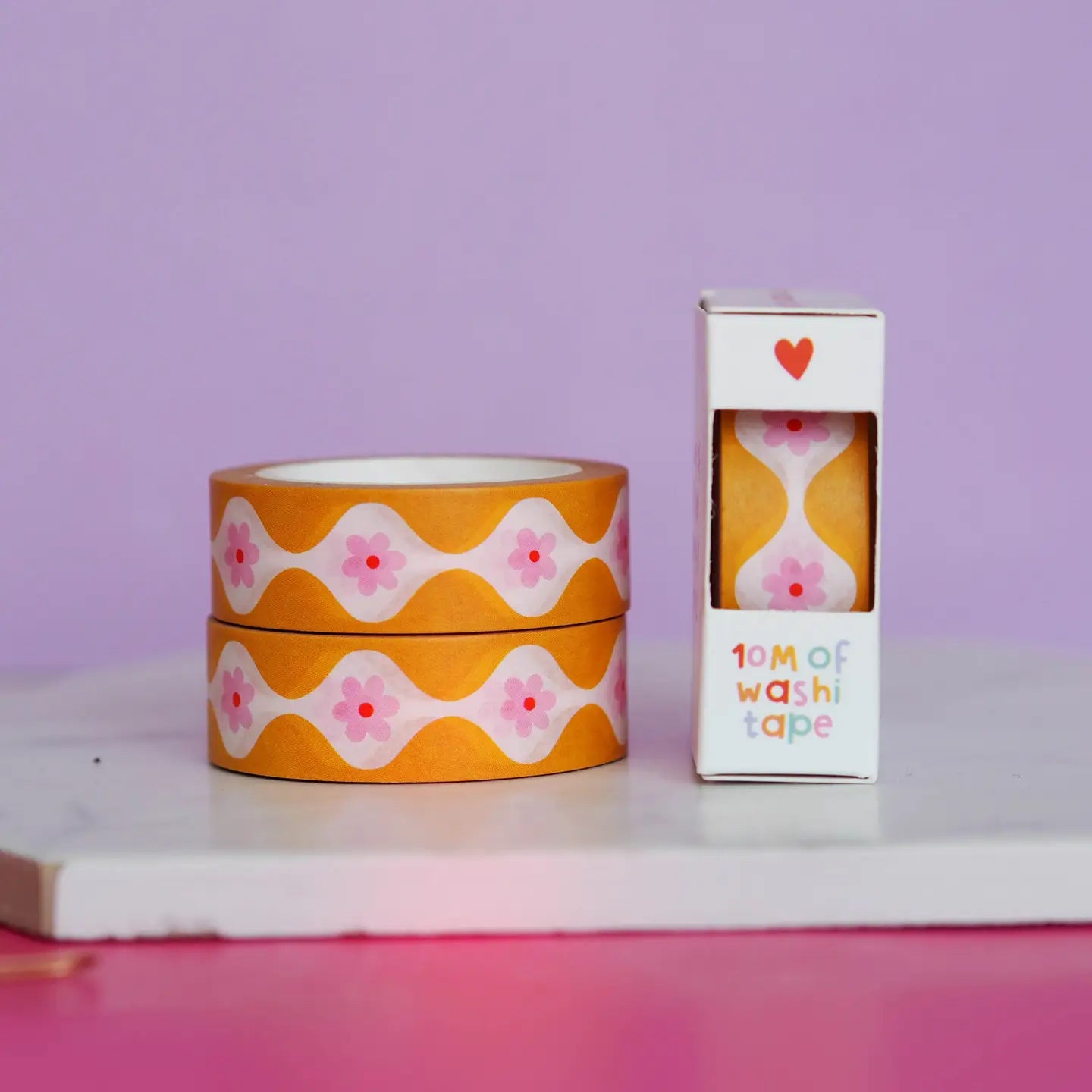 Washi Tape Gele Vloeiende Bloemen - Nutmeg and Arlo