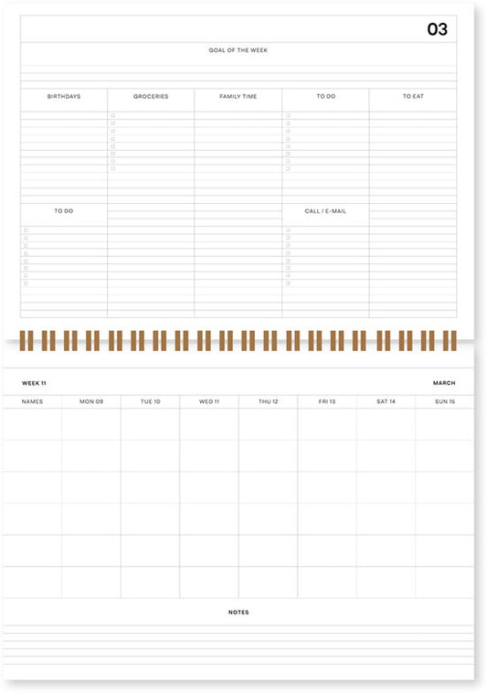 A-Journal 18 months Family Planner - Flow Pink 2025/2026