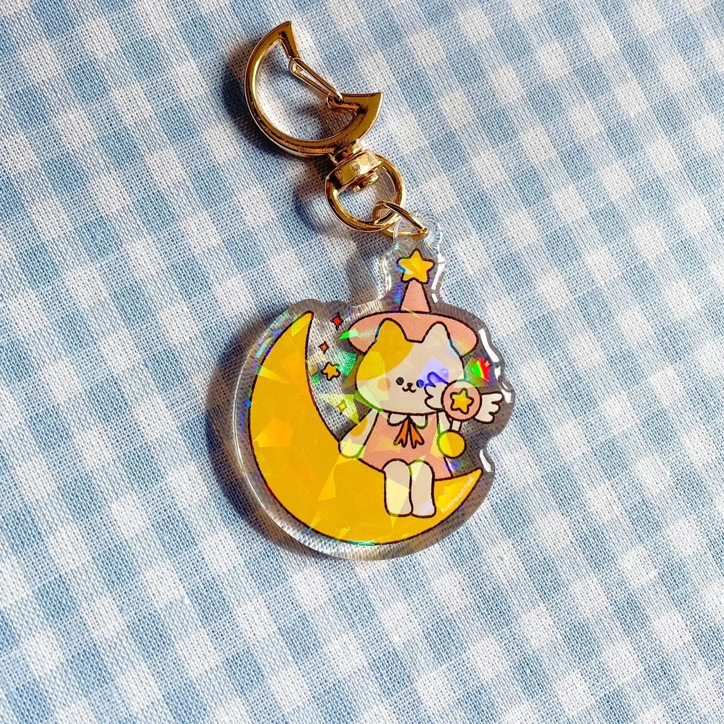 Sleutelhanger Bag Charm Kat op de maan - Niniwanted