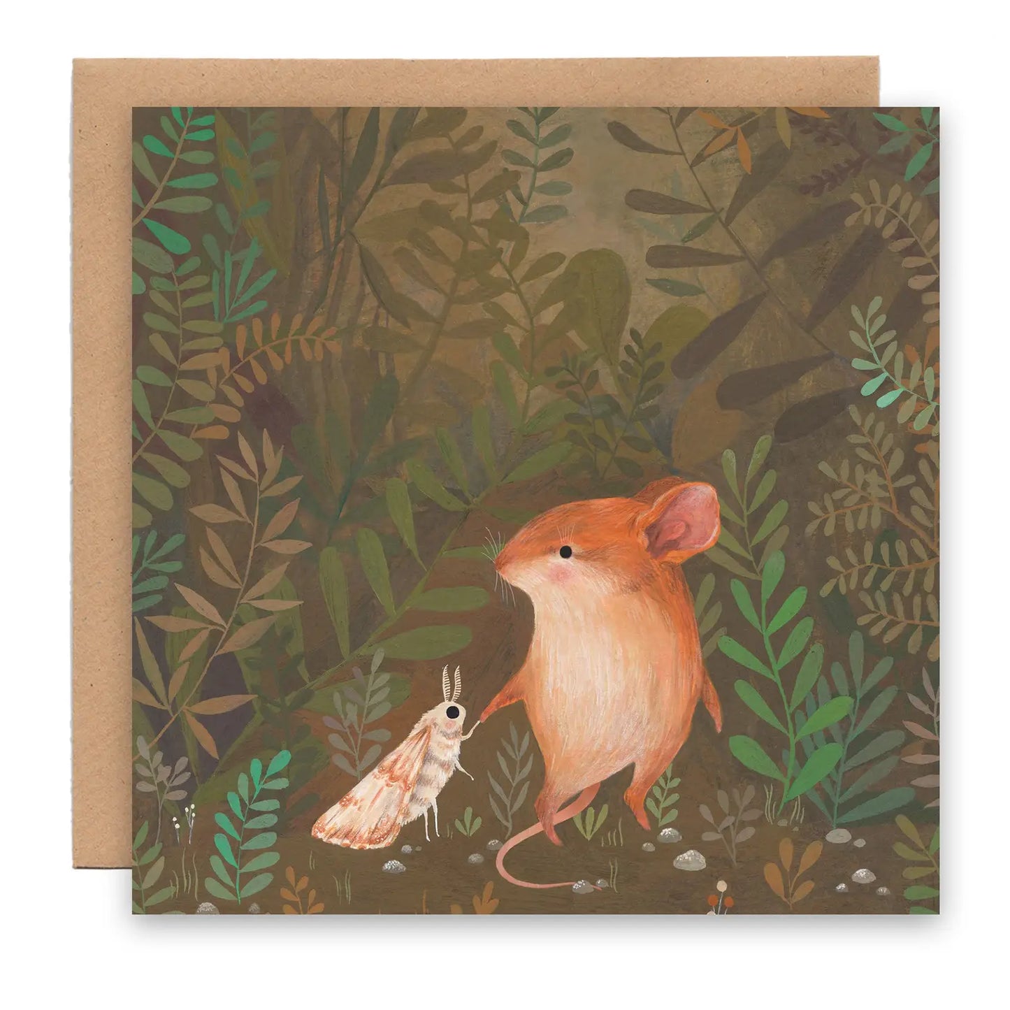 Mouse and moth - Greeting card