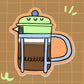 Sticker French Press Koffie - Bloemkolie