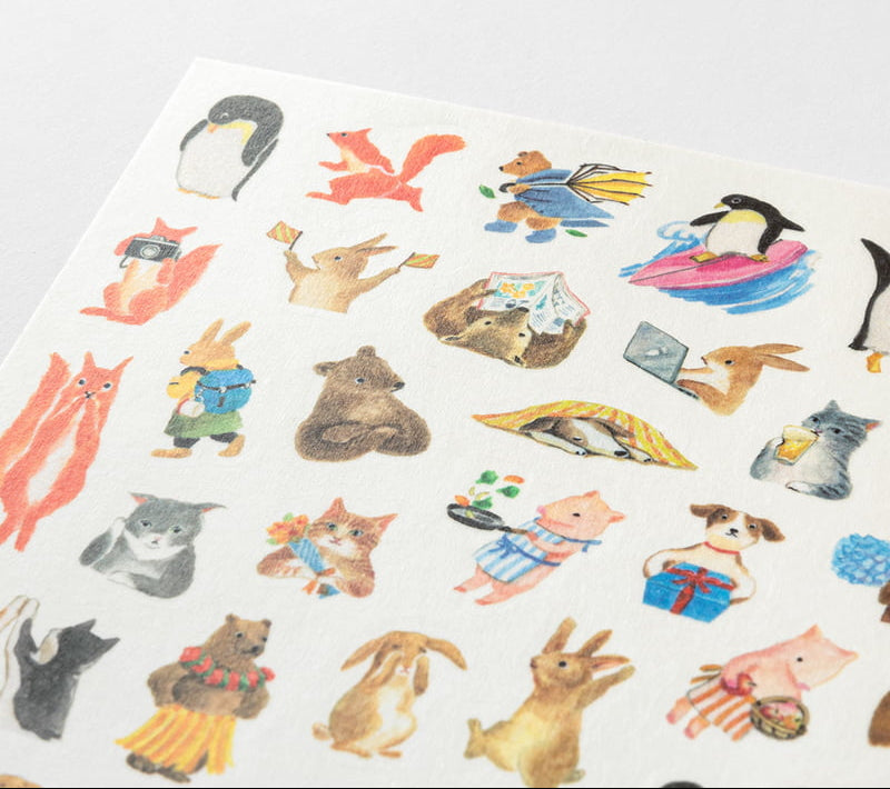 Midori Yuru Log Stickers - Animals