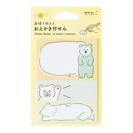 Sticky Notes Drawing Bear - Midori