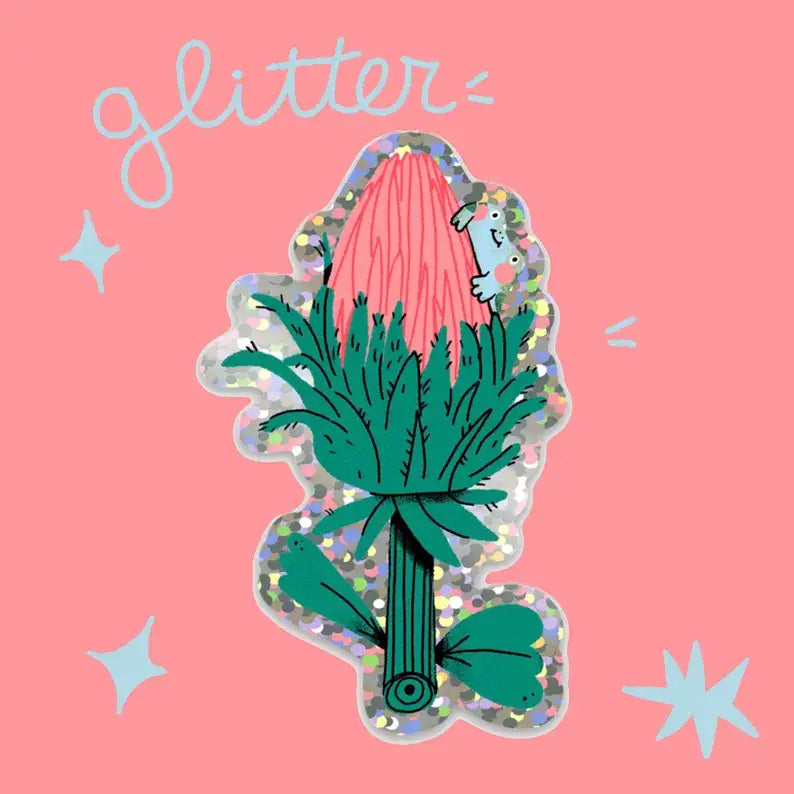 Glitter Sticker Kikker in Bloem - Bloemkolie