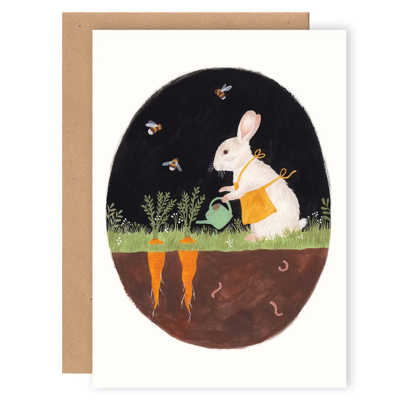 Wenskaart Konijnen tuinman - Cécile Berrubé