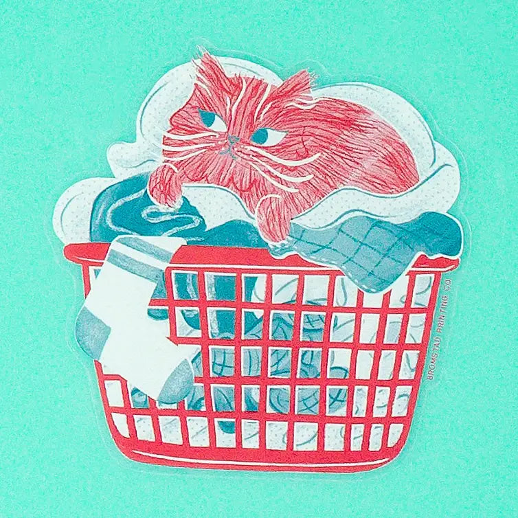 Bromstad Printing Co. 'Laundromat Cat' - Clear Sticker