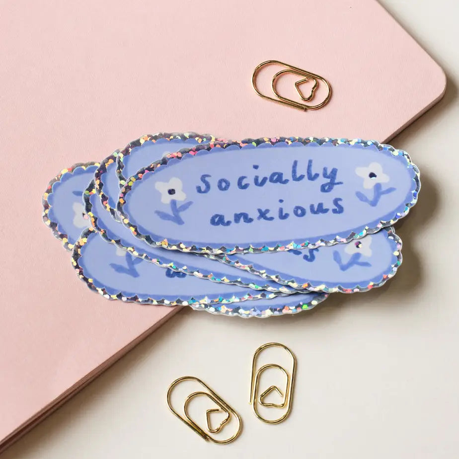 Sticker Holografisch Socially Anxious - Claire Paul