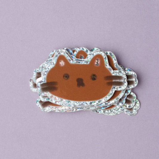 Claire Paul Holografische sticker - Bruine kat