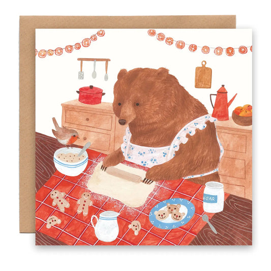 Bär und Rotkehlchen - Weihnachtskarte