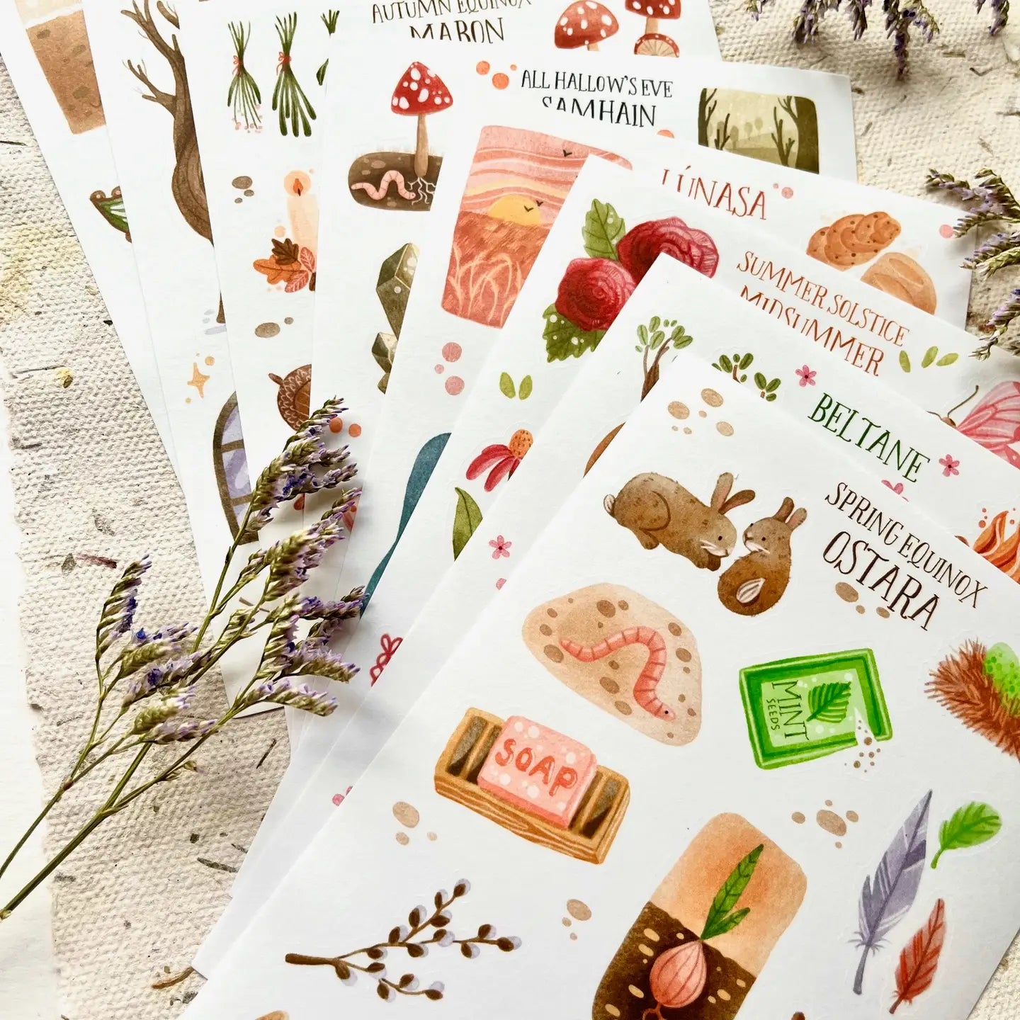 Nikki Dotti - Stickers 'Wheel of the year' (8 velletjes)