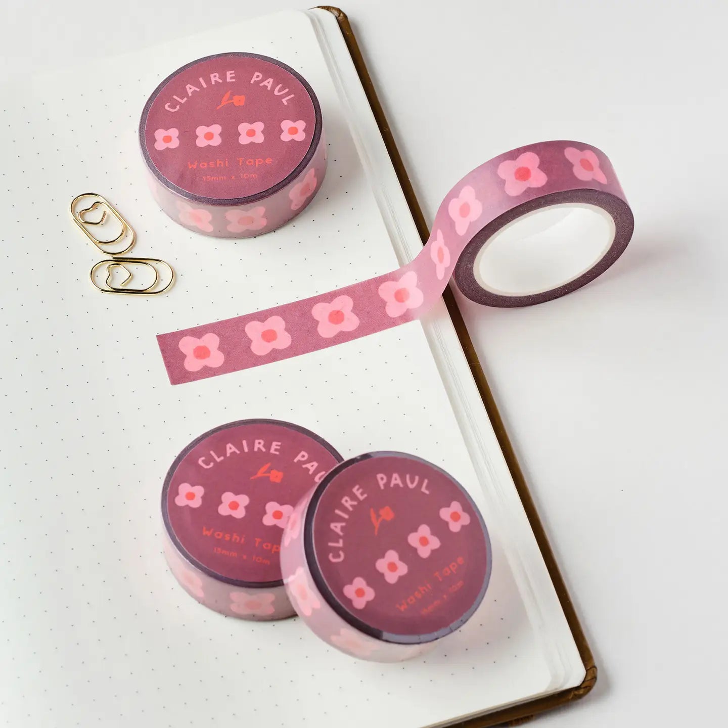 Washi tape Roze blokbloemen - Claire Paul