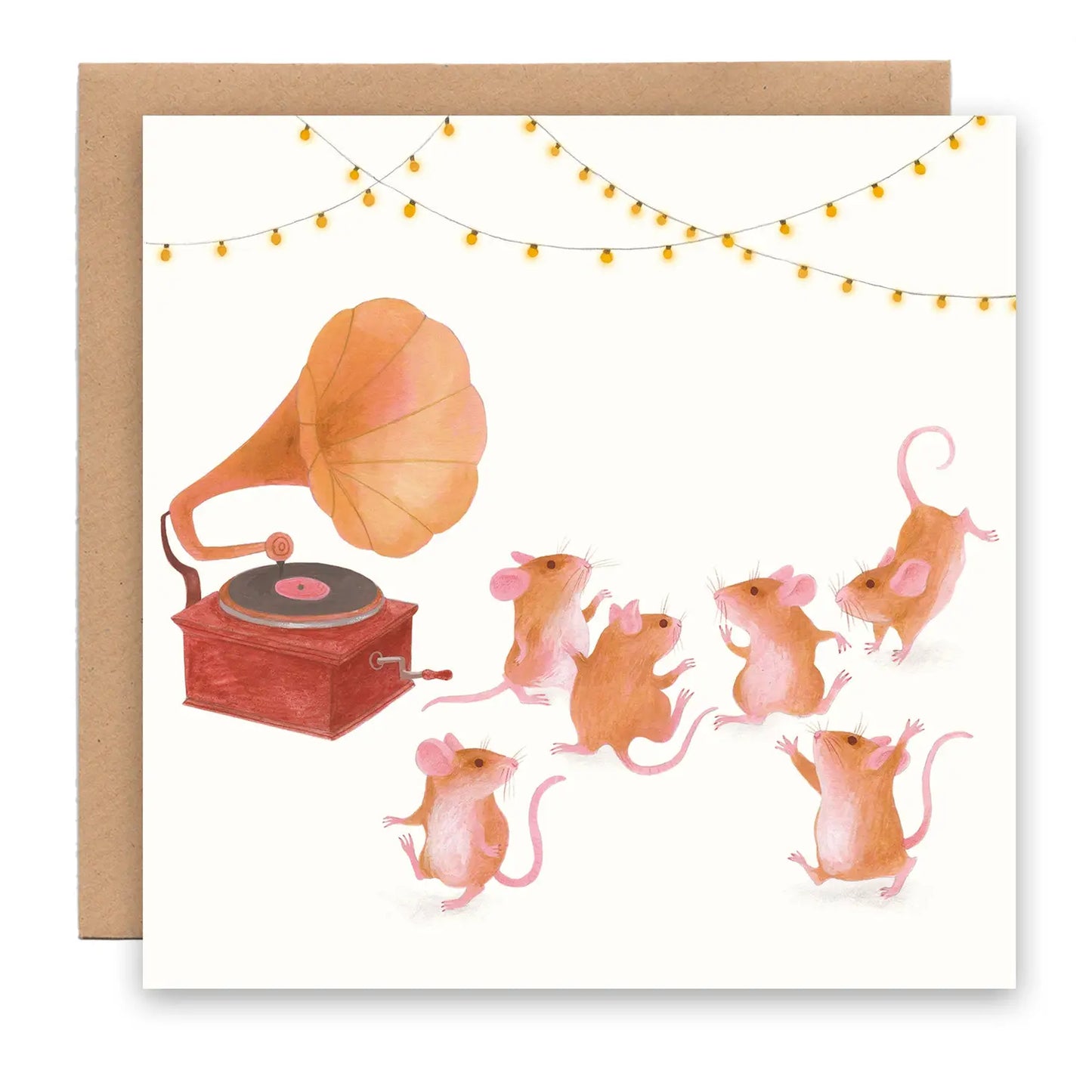 Tanzende Mäuse - Grußkarte