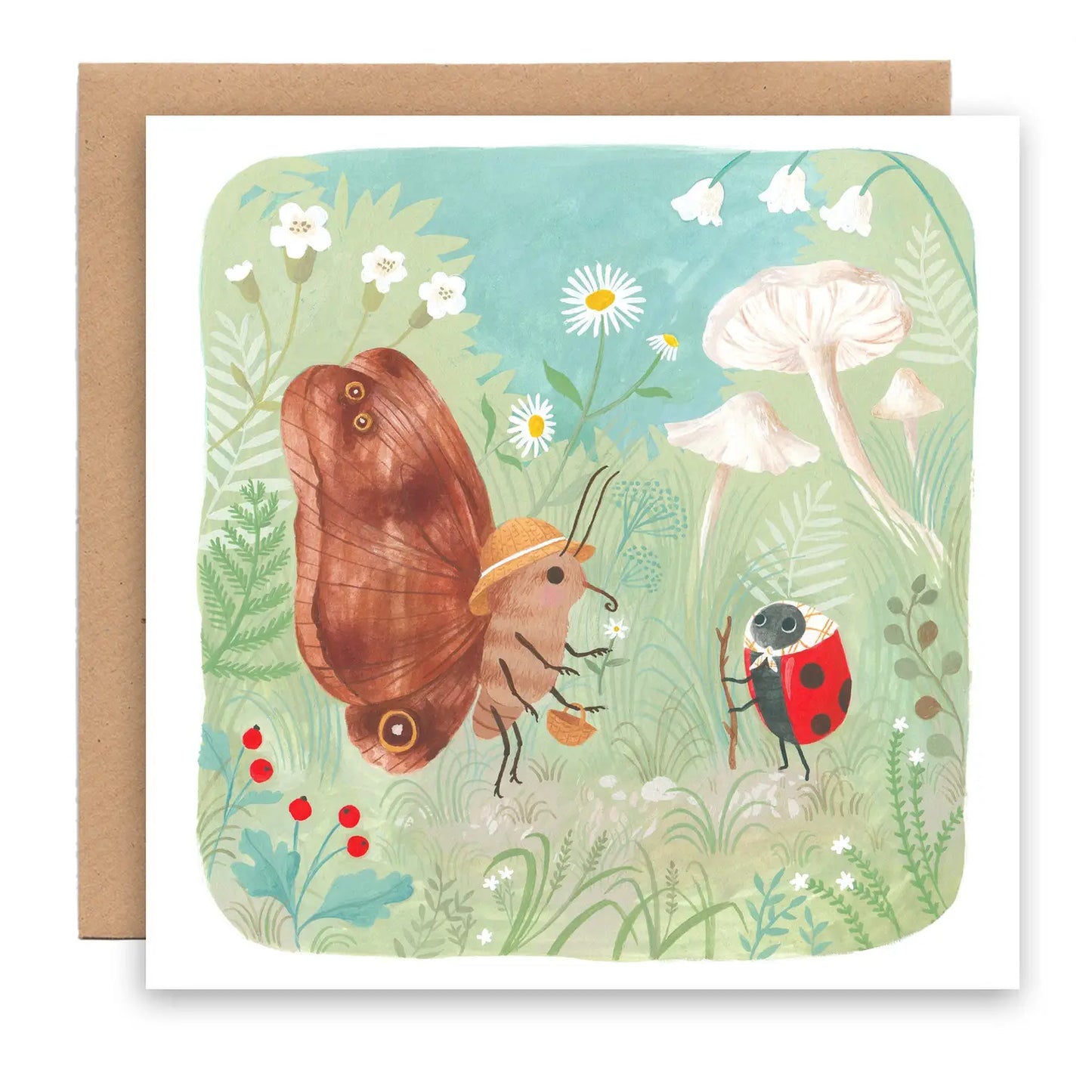 Butterfly and ladybug- Greeting card