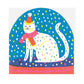 Grote wenskaart Party Cat in Blue Sneeuwbol - The Printed Peanut Stationery