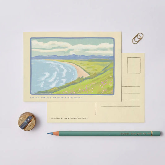 Claire Paul Wenskaart - Harlech Beach, Wales