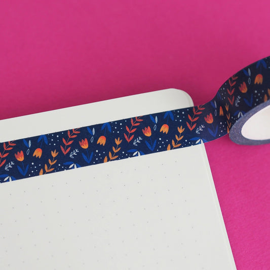 Navy Blue Floral - Washi tape