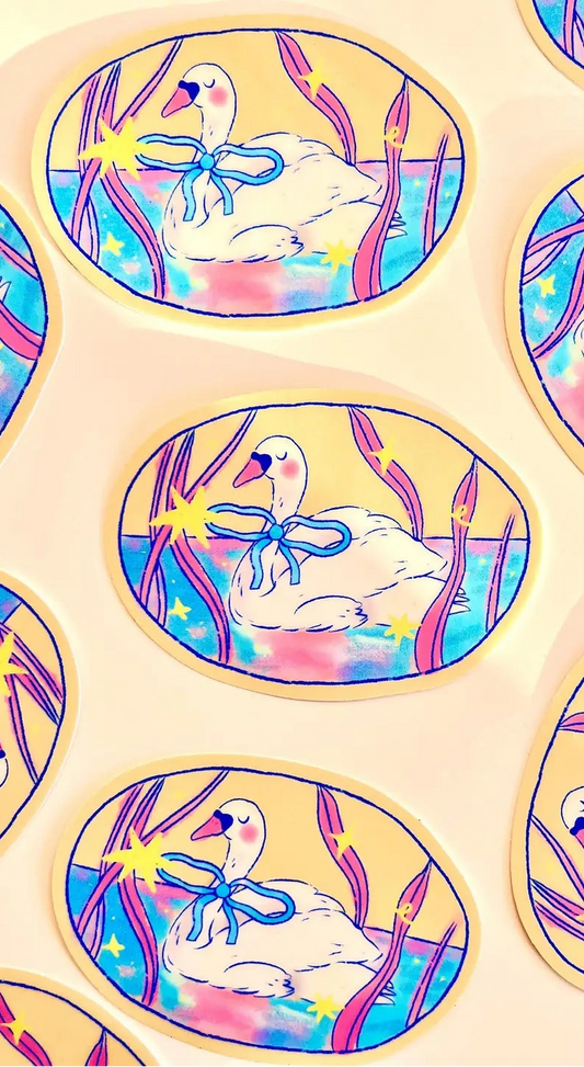 Bloemkolie Vinyl Sticker - Dreamy Swan