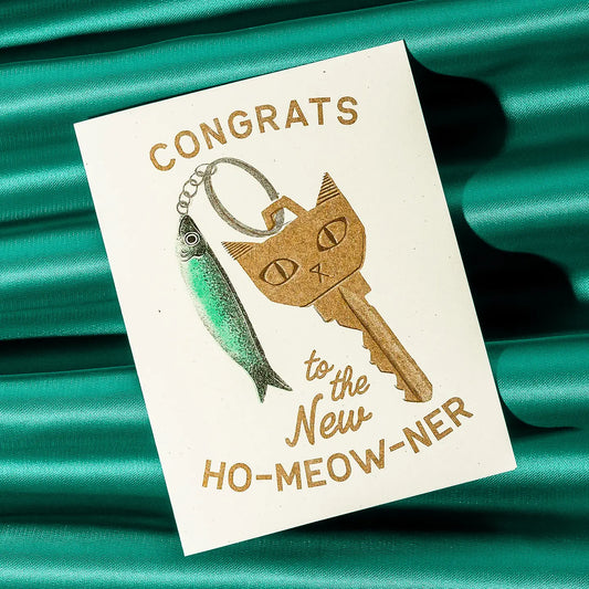 Wenskaart Proficiat aan de nieuwe Ho-Meow-Ner - Bromstad Printing Co.
