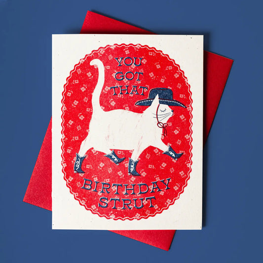 Bromstad Printing Co. - Risograph Wenskaart 'Birthday Strut' A2