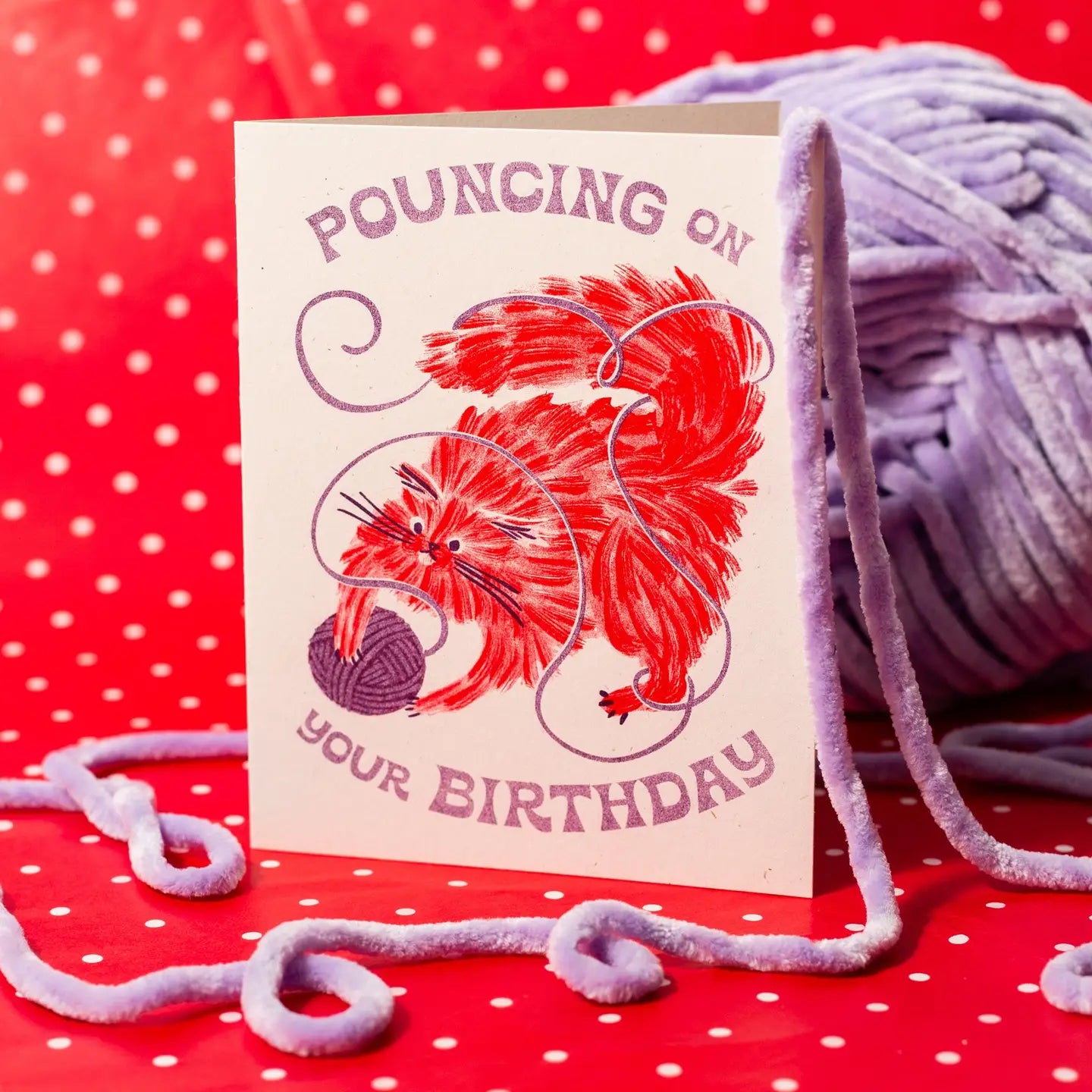 Bromstad Printing Co. - Risograph Verjaardagskaart 'Pouncing On Your Birthday' A2