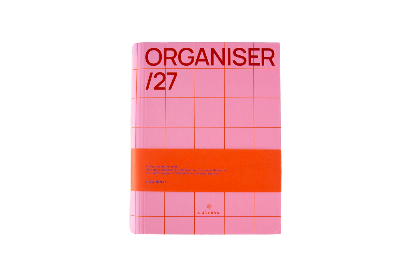 Planner 2027 Diary Spiral Organiser Checkered Pink Red 25x19 - A-Journal